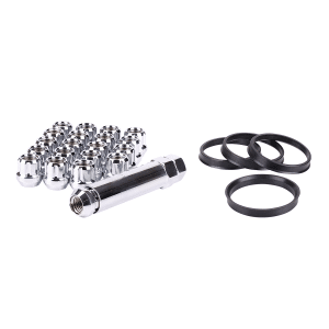 RTX® • KIT-102 • Complete Wheel Kits • Open End Spline Drive Lug Nuts | Hub Rings | Key • 24 Nuts • Chrome • Conical • 14M X 1.5